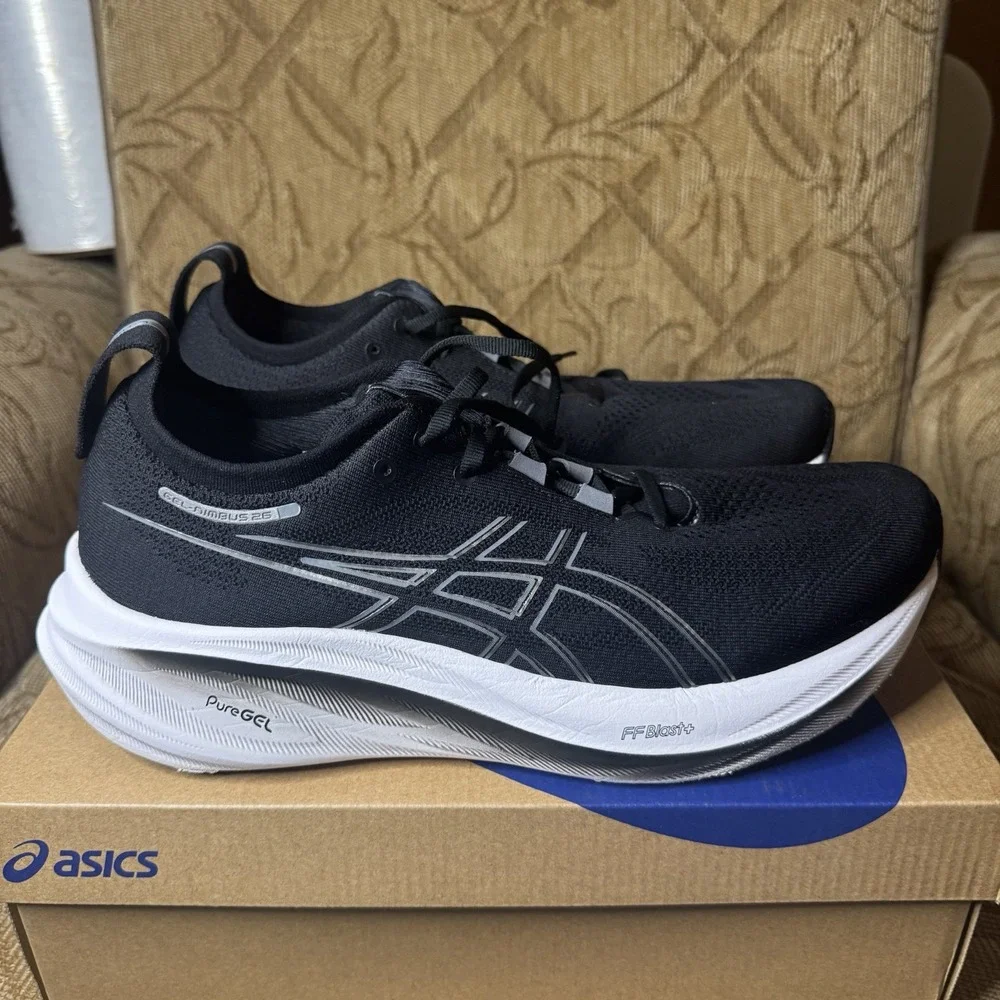 Asics Gel-Nimbus 26 Shoes Mens 10 Black Graphite Grey Road Race Running - Picture 4 of 12